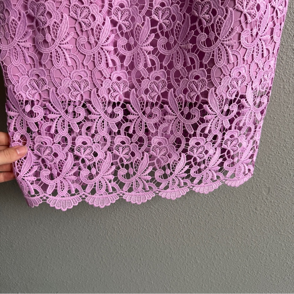 J. Crew Lavender Lace Midi Fitted Dress 8 - Picture 4 of 13